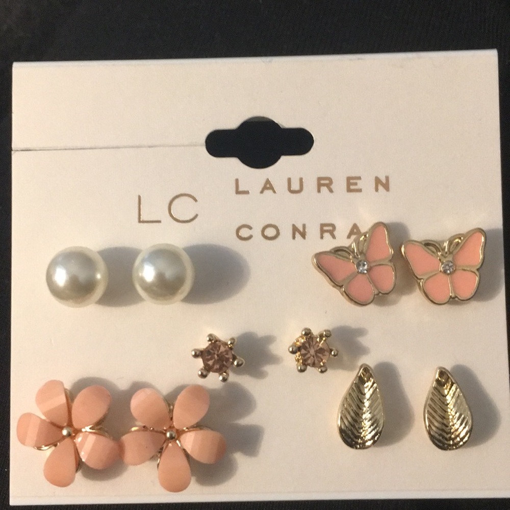 LC Lauren Conrad Flower, Leaf & Butterfly Stud Set - Picture 1 of 4
